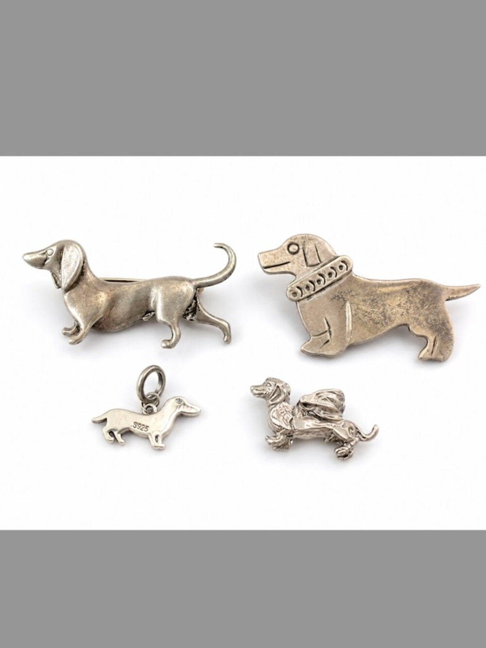 Sterling Silver Dachshund Jewelry Lot 🐾 Pins & Charms Wiener Dog Set